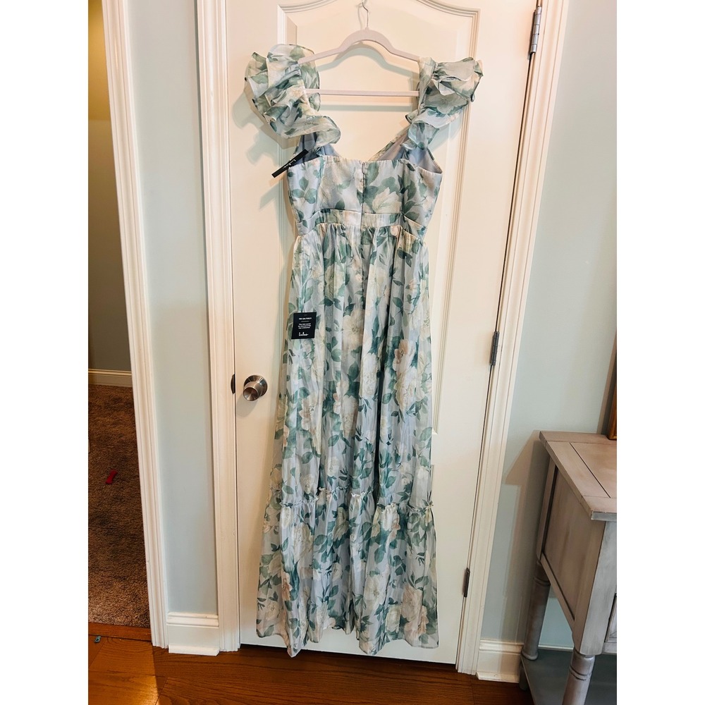 Lulus Size L Soiree Perfection Blue Floral Maxi Dress Wedding Garden Party - Picture 10 of 10